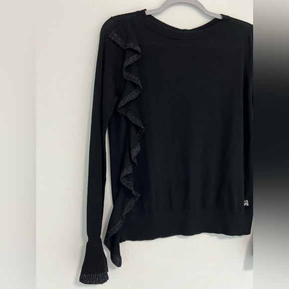 My Twin TwinSet Black Metallic Ruffle Button Back Sweater - Picture 3 of 9